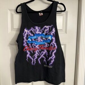 Vintage Chevy Thunder‎ Lightning Bolt Graphic Tank Top Shirt Adult L Black